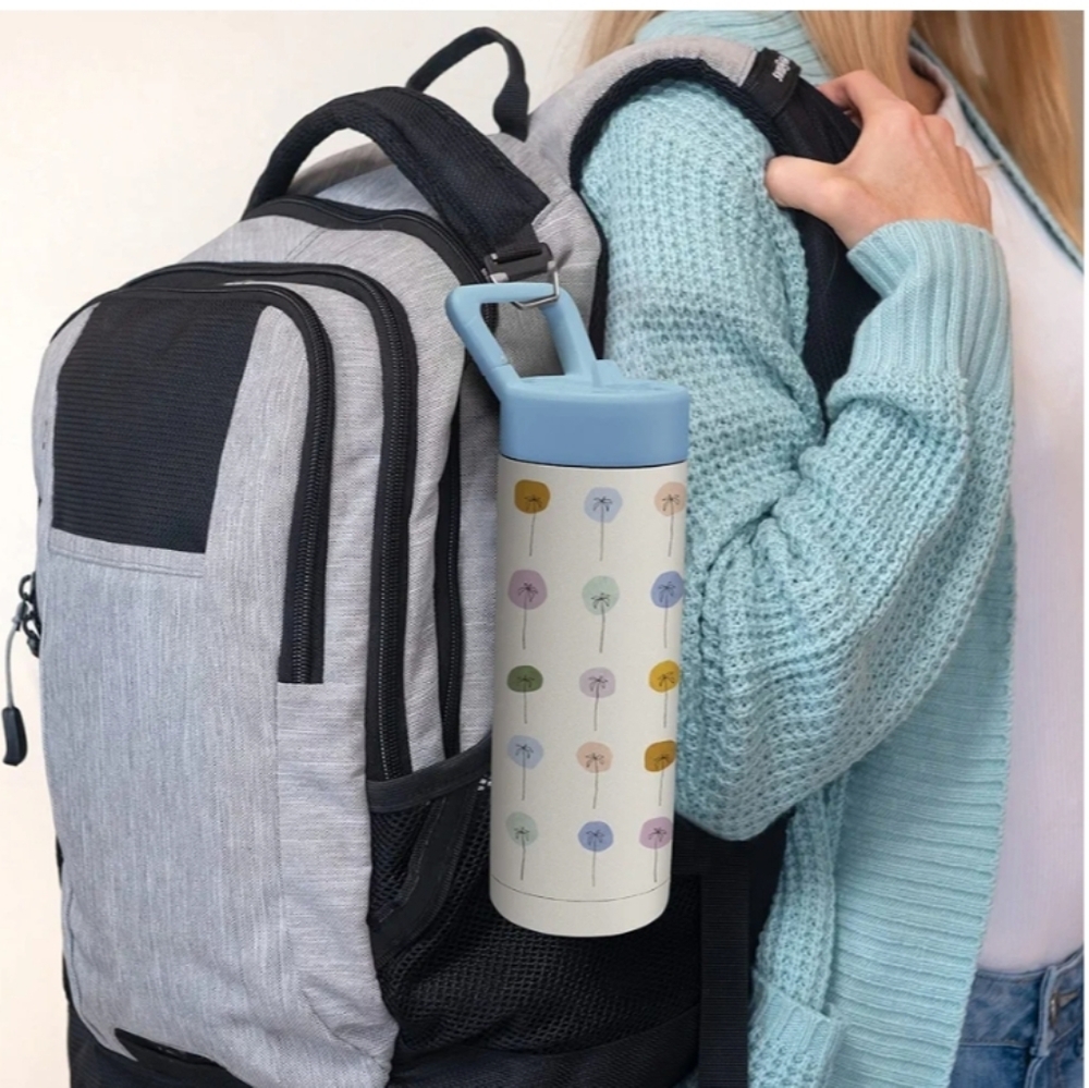 Studio Oh! Dotted Palms by Jen B. Peters Snap-Hook Insulated Water Bottle. - Picture 6 of 9